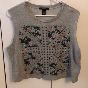 Printed sleeveless top